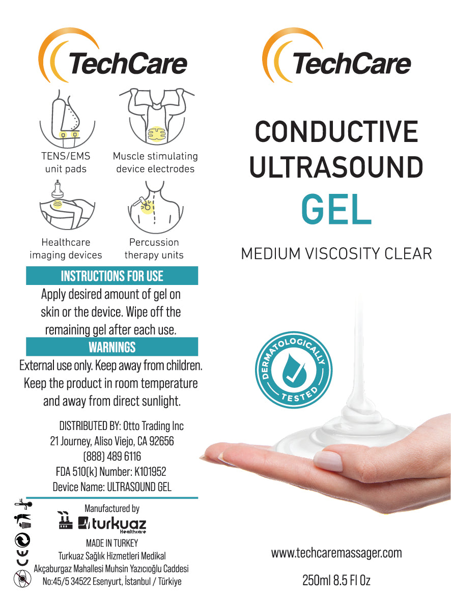 Techcare® Ultrasound Conductivity Gel - Designed for diagnostic and therapeutic medical ultrasound procedures